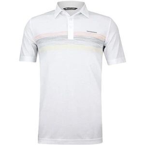 Travis Mathews Mens White Striped Short Sleeve Quite A Piece Polo Shirt Large